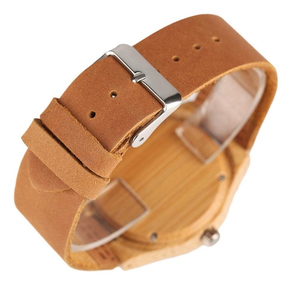 Natural Wood Watch with Butterfly Design - Picture 4 of 6